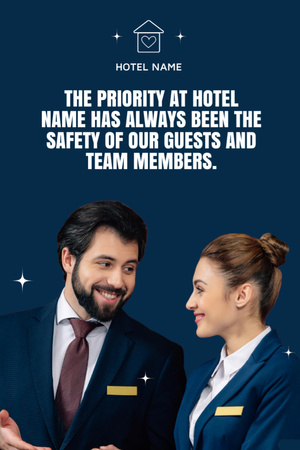 Hotel Mission Description with Young Man and Woman in Uniform Flyer 4x6in Modelo de Design