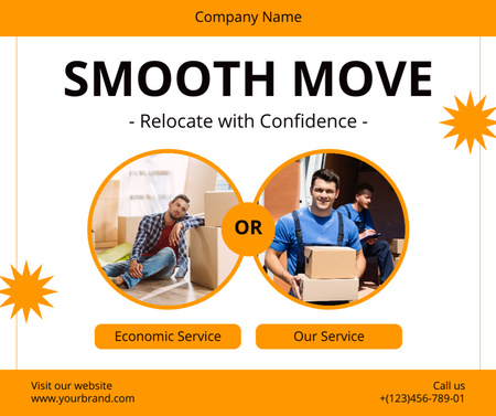 Services of Smooth Home Relocation with Friendly Courier Facebook Design Template