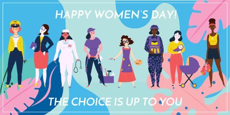 Plantilla de diseño de saludo del día de la mujer con diverse women Image 