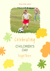 Children's Day Celebration With Cool Little  Girl Playing Football