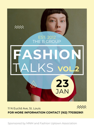 Fashion Event Announcement with Stylish Woman Poster Tasarım Şablonu