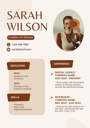 Skills and Experience of Creative Art Director Resume Design Template