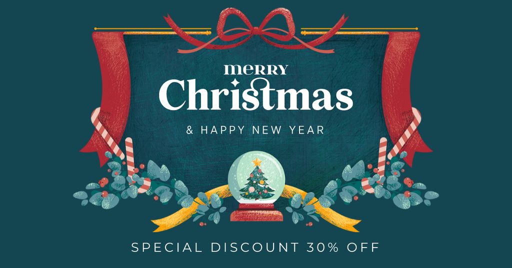 Plantilla de diseño de Christmas and New Year Holiday Deals Facebook AD 