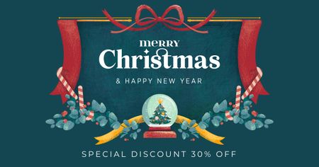 Platilla de diseño Christmas and New Year Holiday Deals Facebook AD