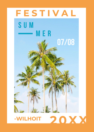 Platilla de diseño Summer Festival With Tropical Palm Trees Postcard A6 Vertical