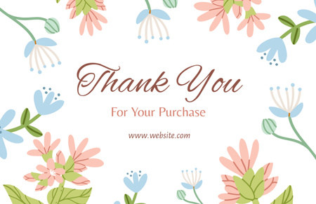 Thankful Phrase with Summer Flowers Thank You Card 5.5x8.5in Design Template