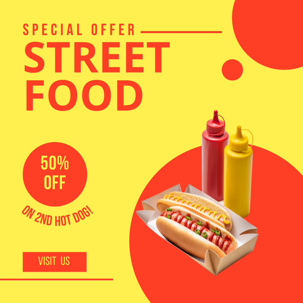 Ontwerpsjabloon van Instagram van Special Offer of Delicious Hot Dogs