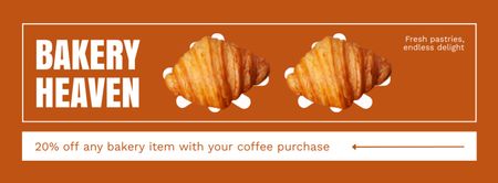 Crispy Croissants At Discounted Rates For Coffee Purchase Facebook cover Design Template