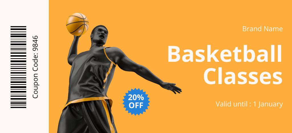 Basketball Training Discount Coupon 3.75x8.25in – шаблон для дизайна