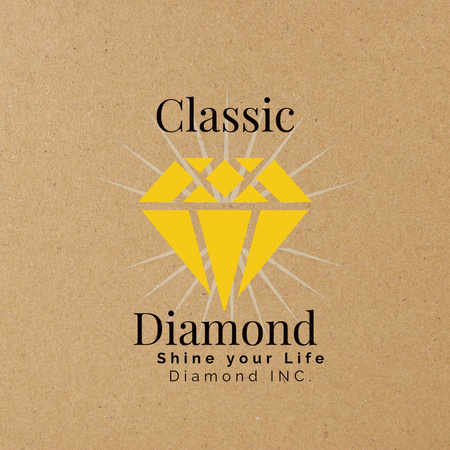 Jewelry Store Ad with Yellow Diamond Logo 1080x1080pxデザインテンプレート