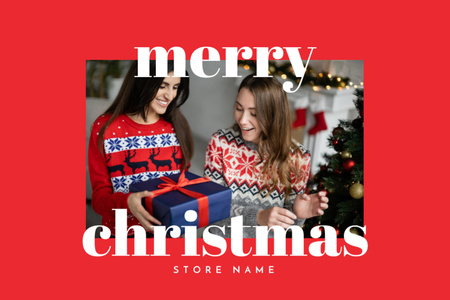 Platilla de diseño Christmas Presents Giving In Red Postcard 4x6in