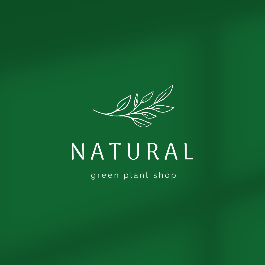 Cozy Plant Shop Ad With Twig in Green Logo Šablona návrhu