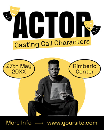 Announcement of Casting in May on Yellow Instagram Post Vertical Design Template