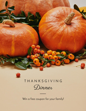 Thanksgiving Dinner Pumpkins and Berries Flyer 8.5x11in Design Template