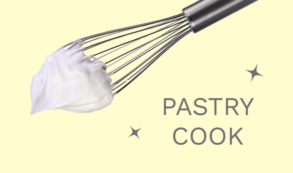 Pastry Cook Services Offer with Whisk Business card Modelo de Design
