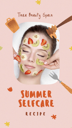 Template di design Summer Skincare with Fruits on Woman's Face Instagram Story