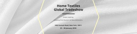 Ontwerpsjabloon van Twitter van Huishoudtextiel Global Tradeshow op witte textuur