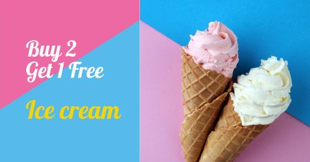 Sweet ice cream cones Facebook AD Design Template