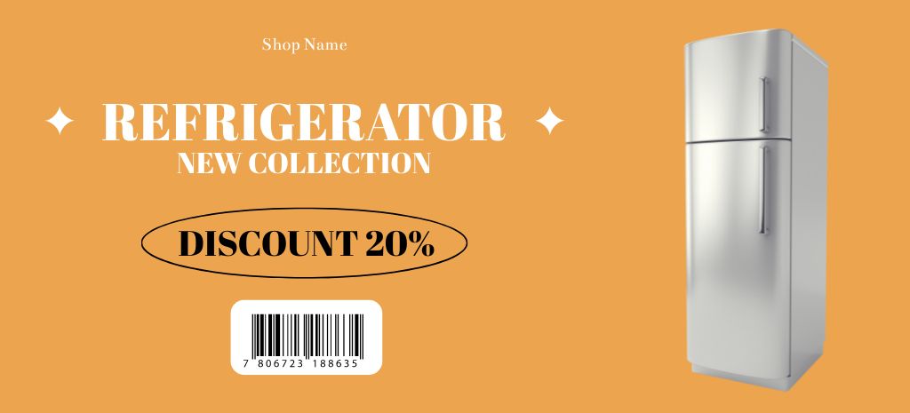 Designvorlage New Collection of Refrigerators at Discount für Coupon 3.75x8.25in