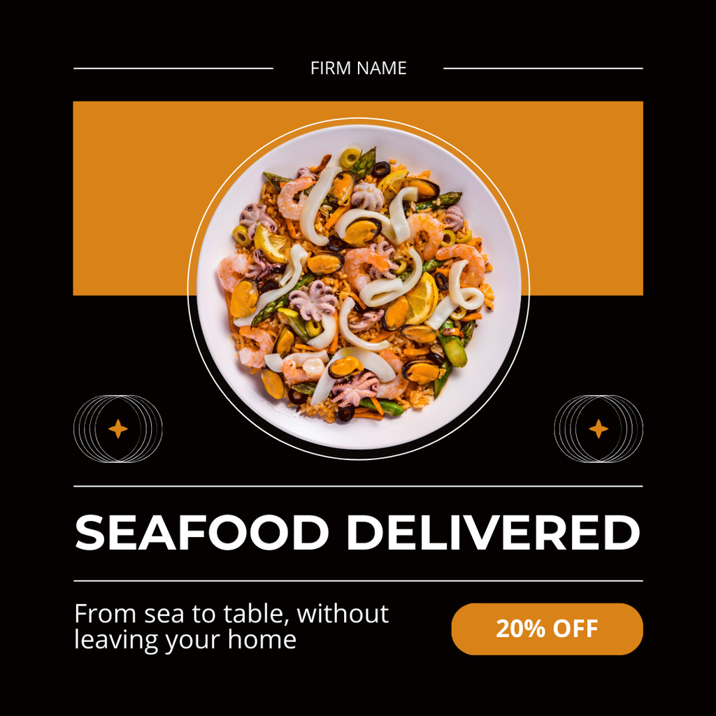 Plantilla de diseño de Offer of Seafood Delivery with Shrimp Salad Instagram AD 