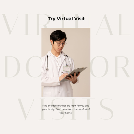 Ontwerpsjabloon van Instagram van doctor voor virtuele klinische promotie