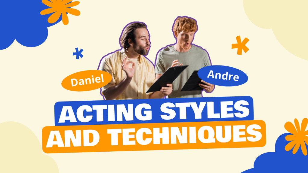 Acting Styles and Techniques from Male Actors Youtube Thumbnail Design Template