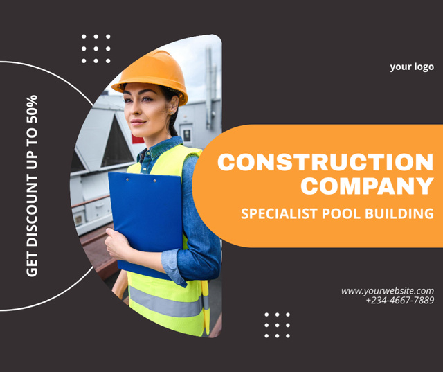 Offer by Pool Construction Specialist Facebook Design Template