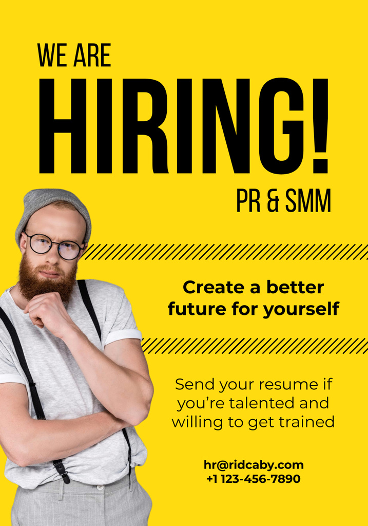 PR and SMM Manager Open Position Poster 28x40in Tasarım Şablonu