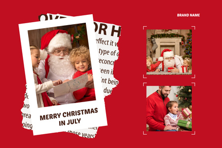 Mutlu çocuklar ve Noel Baba ile Temmuz ayında Noel Mood Board Tasarım Şablonu