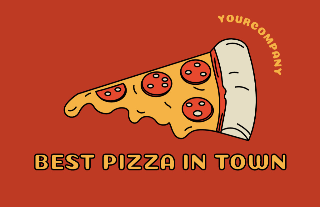 Announcement of Best Pizza in City on Red Business Card 85x55mm Design Template