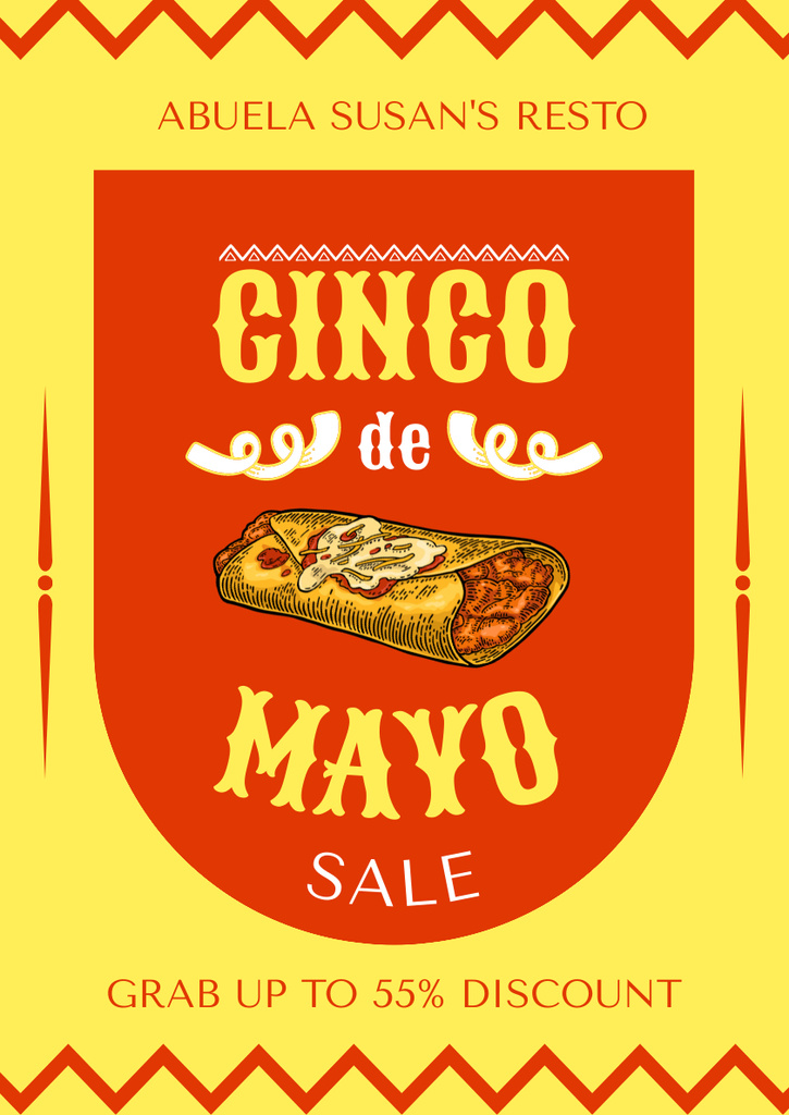 Mexican Food Offer for Holiday Cinco de Mayo Poster A3 Design Template