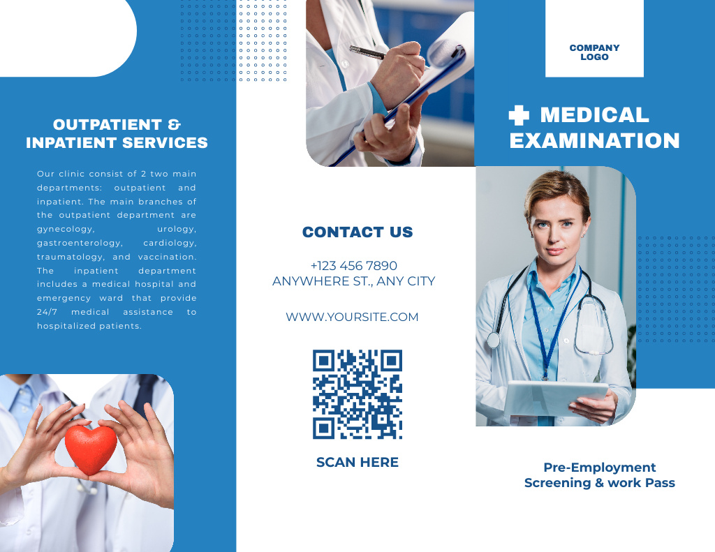 Services of Medical Examination Brochure 8.5x11in Modelo de Design