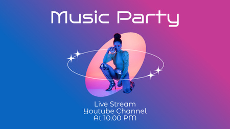 Live Stream of Music Party Youtube Thumbnail tervezősablon