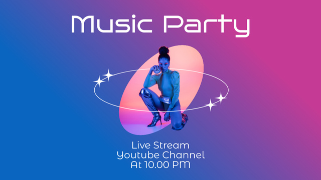 Ontwerpsjabloon van Youtube Thumbnail van Live Stream of Music Party