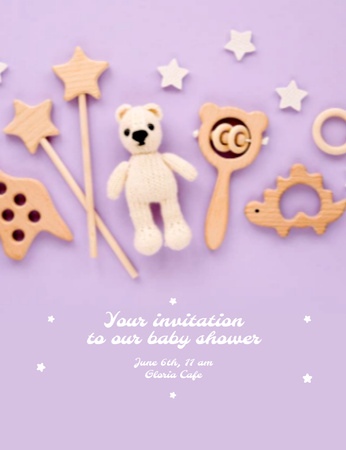 Modèle de visuel annonce de célébration de douche de bébé - Invitation 13.9x10.7cm
