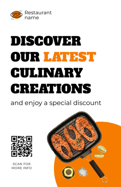 Restaurant Ad with Grilled Fish Recipe Card Šablona návrhu