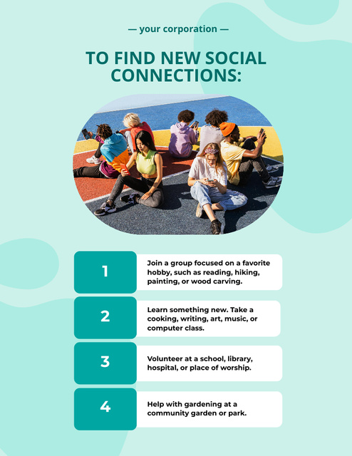 List of Tips How to Find New Social Connections Poster 8.5x11in Design Template