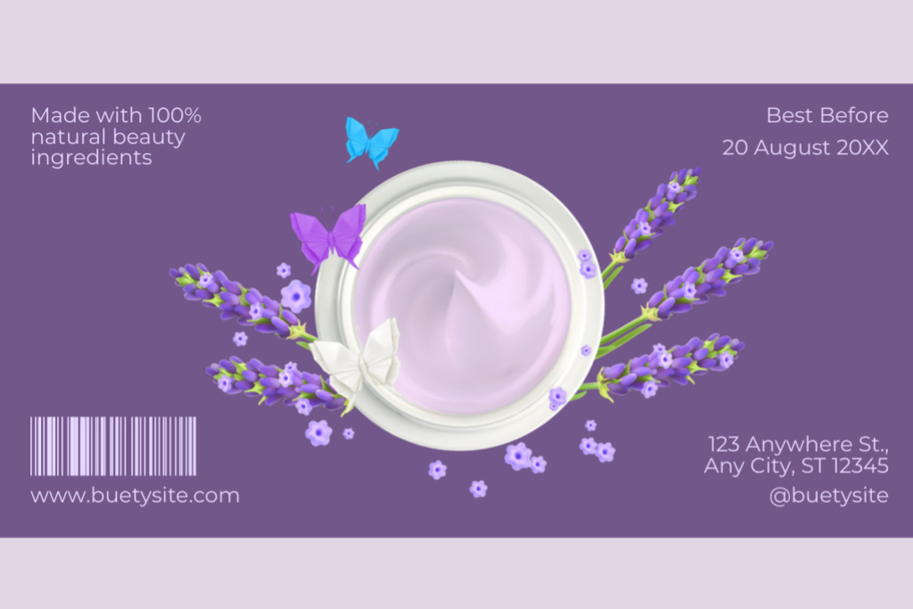 Natural Lavender Cream Label Šablona návrhu