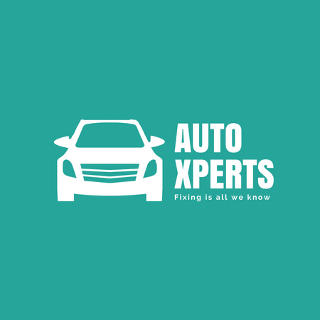 Auto Service Ad with Car on Green Logo 1080x1080pxデザインテンプレート