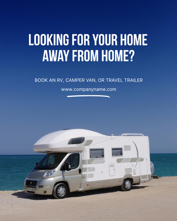 Travel Trailer Rental Offer with Seascape Poster 16x20in Design Template