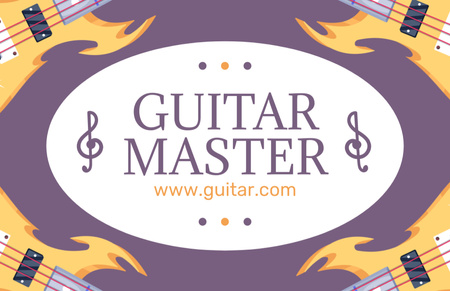 Vibrant Guitar Master Promotion With Treble Clef Business Card 85x55mm Design Template