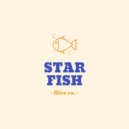 Fish Shop Advertisement with Emblem Logo 1080x1080pxデザインテンプレート