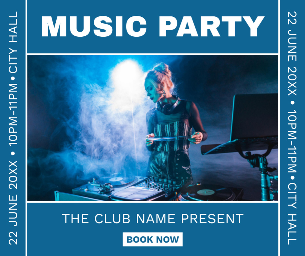 Awesome Music Party In Club Announcement In Summer Facebook Πρότυπο σχεδίασης