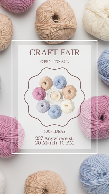 Craft Fair Announcement With Yarn Instagram Story tervezősablon