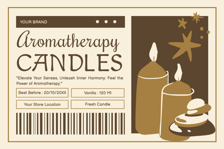 Ontwerpsjabloon van Label van Geurkaarsen voor promotie van aromatherapie in beige