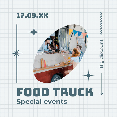 Street Food Truck Ad with Customers Instagram Design Template