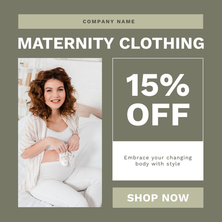Advertising of Quality and Fashionable Clothes for Pregnant Women Instagram Design Template