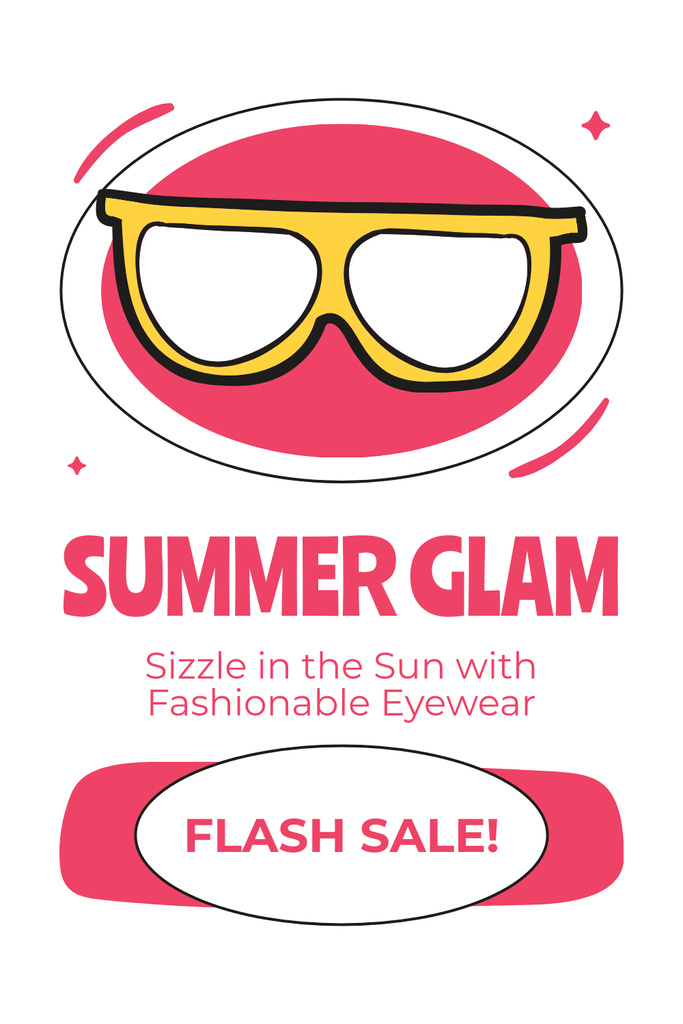 Designvorlage Flash Sale Summer Glamor Sunglasses für Pinterest