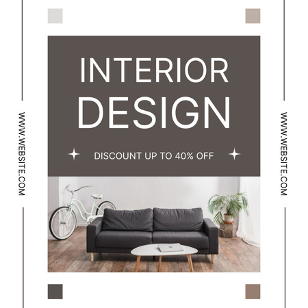 Стильный дизайн интерьера с диваном и велосипедом Instagram AD – шаблон для дизайна