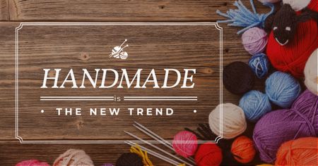 Designvorlage Handmade workshop Annoucement with yarn für Facebook AD